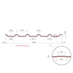Trapez dachowy z przetłoczeniem TR 35A+ SQ (sound – aqua)  - Ocynkowana stal powlekana  - Jasno szary  -  Obraz 2