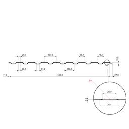 Trapez elewacyjny z przetłoczeniem TR 18B+  - Ocynkowana stal powlekana  - Niebieski ciemny  -  Obraz 2