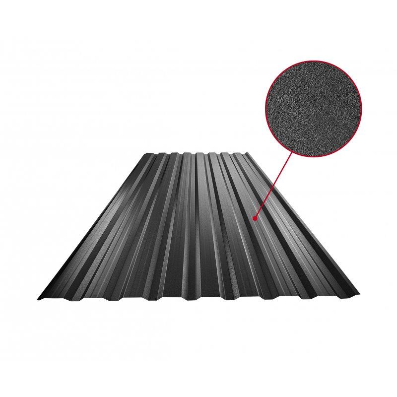 Trapez elewacyjny z przetłoczeniem TR 18B+  - Ocynkowana stal powlekana
MATT MARCEGAGLIA  - Czarny MATT  -  Obraz