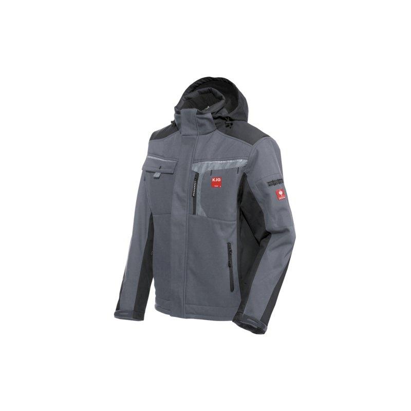 Kurtka softshell z kapturem szaro-czarna  - 100 % poliester (ok. 310 g/m²)  - Szaro/Czarny  -  Obraz