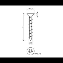 Wkręt do haftki z łbem TORX ocynkowana stal  - Ocynkowana stal  - Natur  -  Obraz 2
