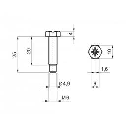 Stal nieredzawna śruba do obejmy rury M6 x 20  - Stal nierdzewna  - AISI 304 2B – MATT  -  Obraz 2