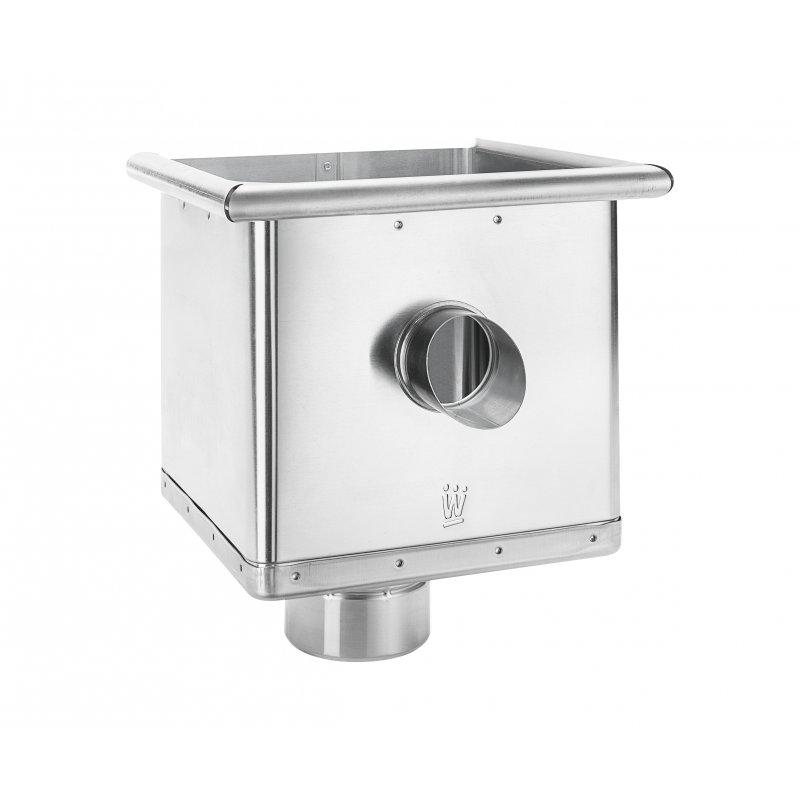 Kosz zlewowy kubiczny ekscentryczny z rurą  - Aluminium  - Natur  -  Obraz