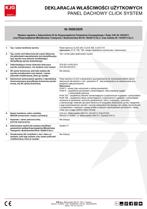 Panel dachowy CLICK system