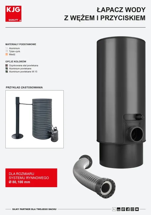 Łapacz wody z wężem i przyciskiem