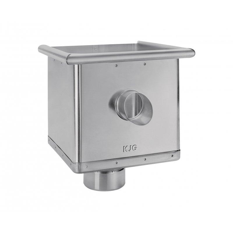 Kosz zlewowy kubiczny ekscentryczny z rurą - Ocynkowana stal powlekana - Srebrny - Obraz